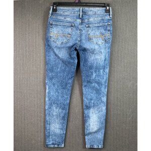 Levis Denizen Womens Size 9 Blue Distressed Denim Jegging Stretch Jeans Low Rise